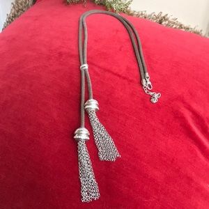 Leather and silver necklace